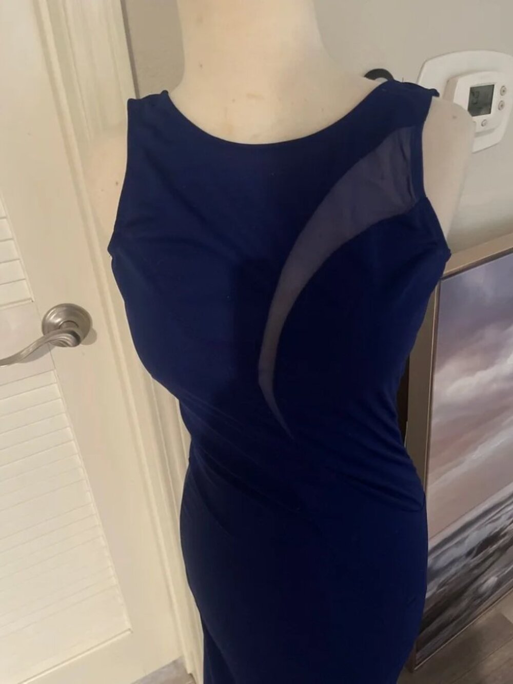 Navy Blue Full Length Gown Small - Picture 4 of 5